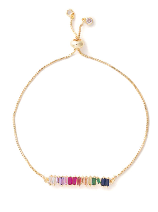 Krissy Gold Slider Bracelets- Rainbow Bar