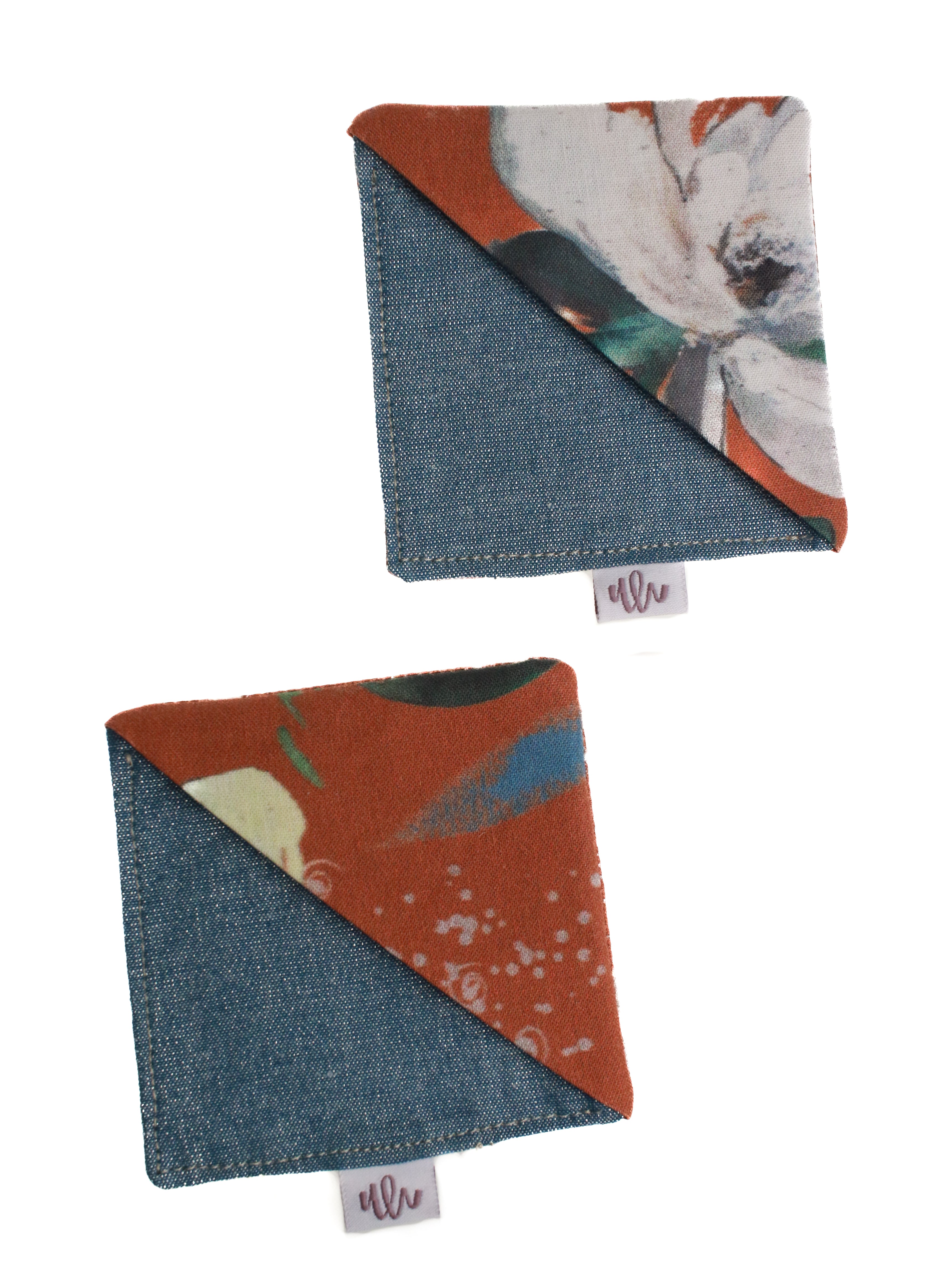 Fabric Corner Bookmark | Magnolia with Denim