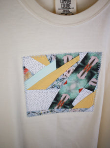 Quilty Oatmeal Cropped Tee (Size L)
