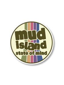 locally designed rainbow striped mud island memphis circle sticker 