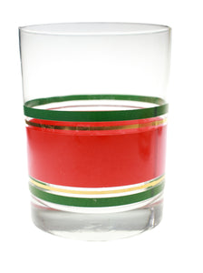 Vintage Christmas Stripe Whiskey Glasses- Set of 4