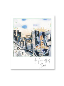 Beale Polaroid sticker with watercolor beale print with bb king's sign and white frame