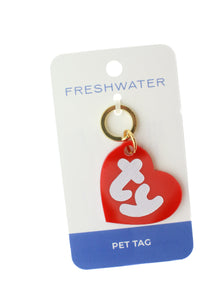 beanie baby tag replica dog tag red heart with white ty lettering