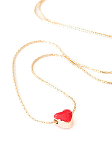 Red Heart Charm Gold Filled Necklace