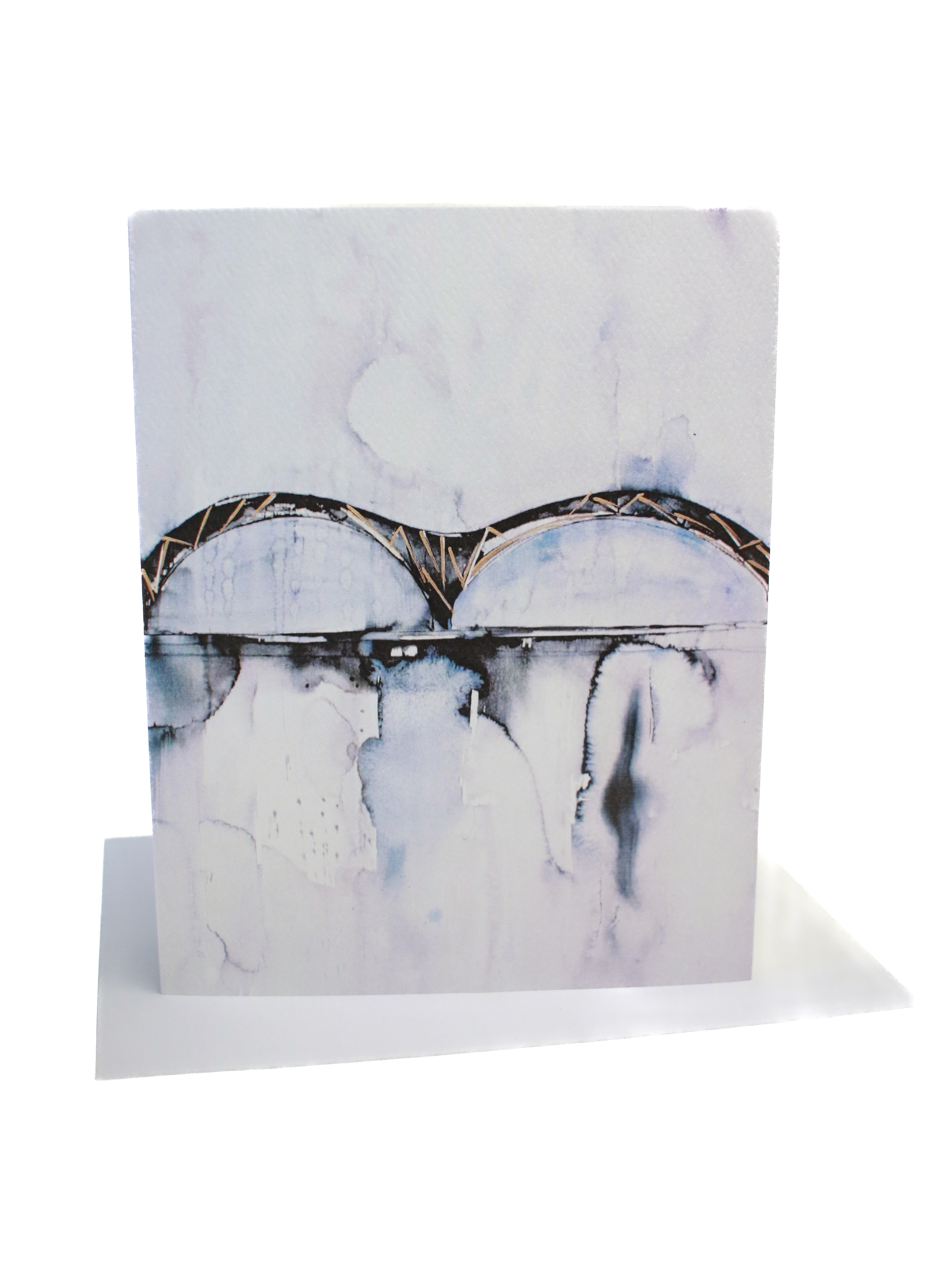 watercolor memphis m bridge on vertical cardstock