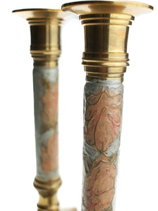 Glazed Rose Brass Candlestick (Set of 2)