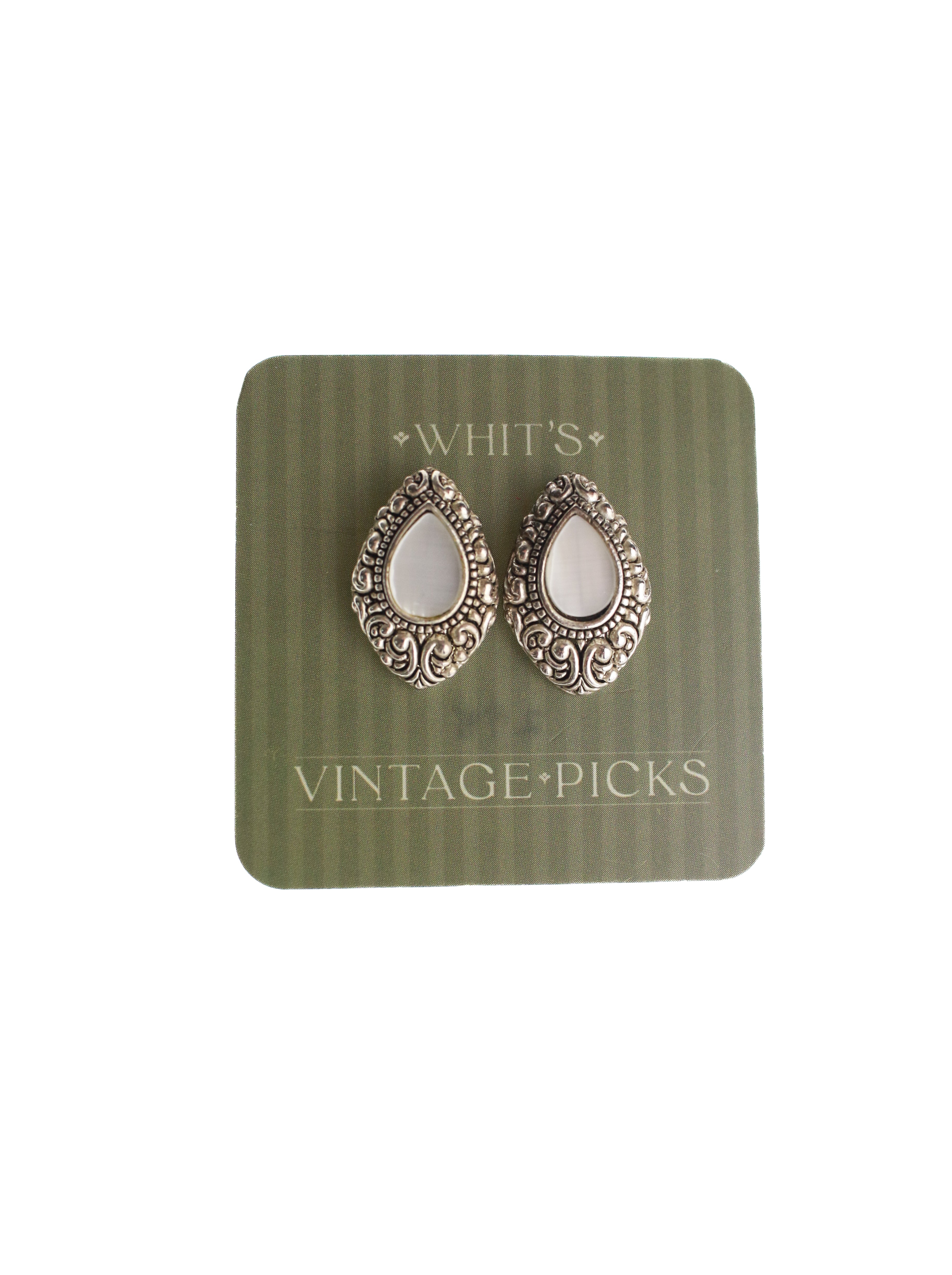 Pearl and Silver Teardrop Studs | Whit's Vintage Picks