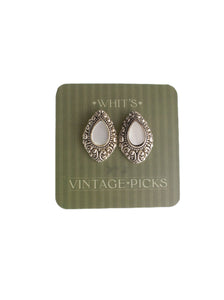 Pearl and Silver Teardrop Studs | Whit's Vintage Picks