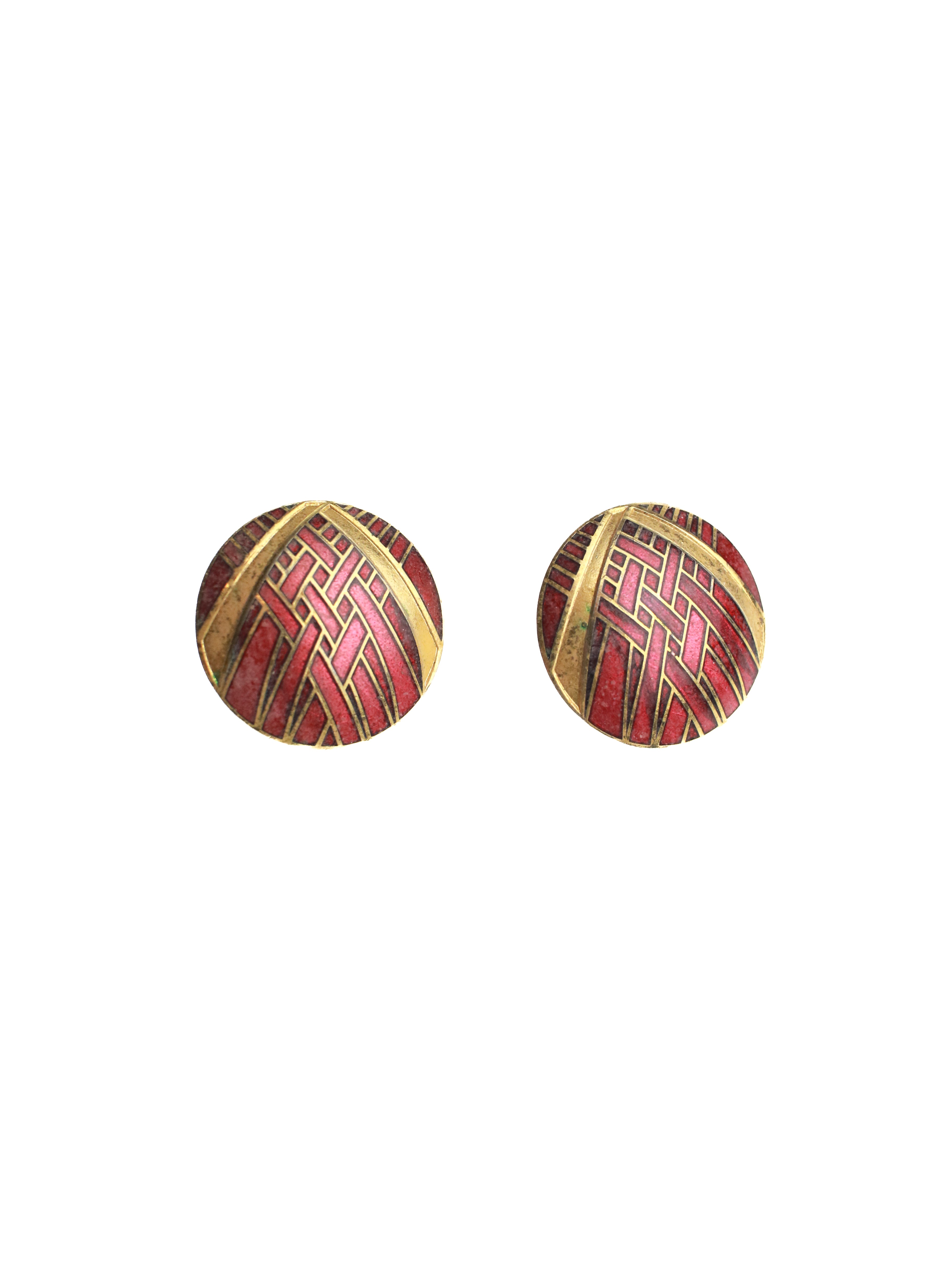 Braided Red Round Stud