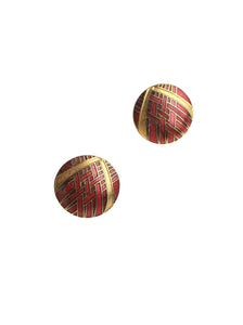 Braided Red Round Stud