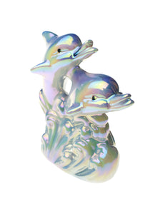 80s Ceramic Iridescent Dolphin Figurine