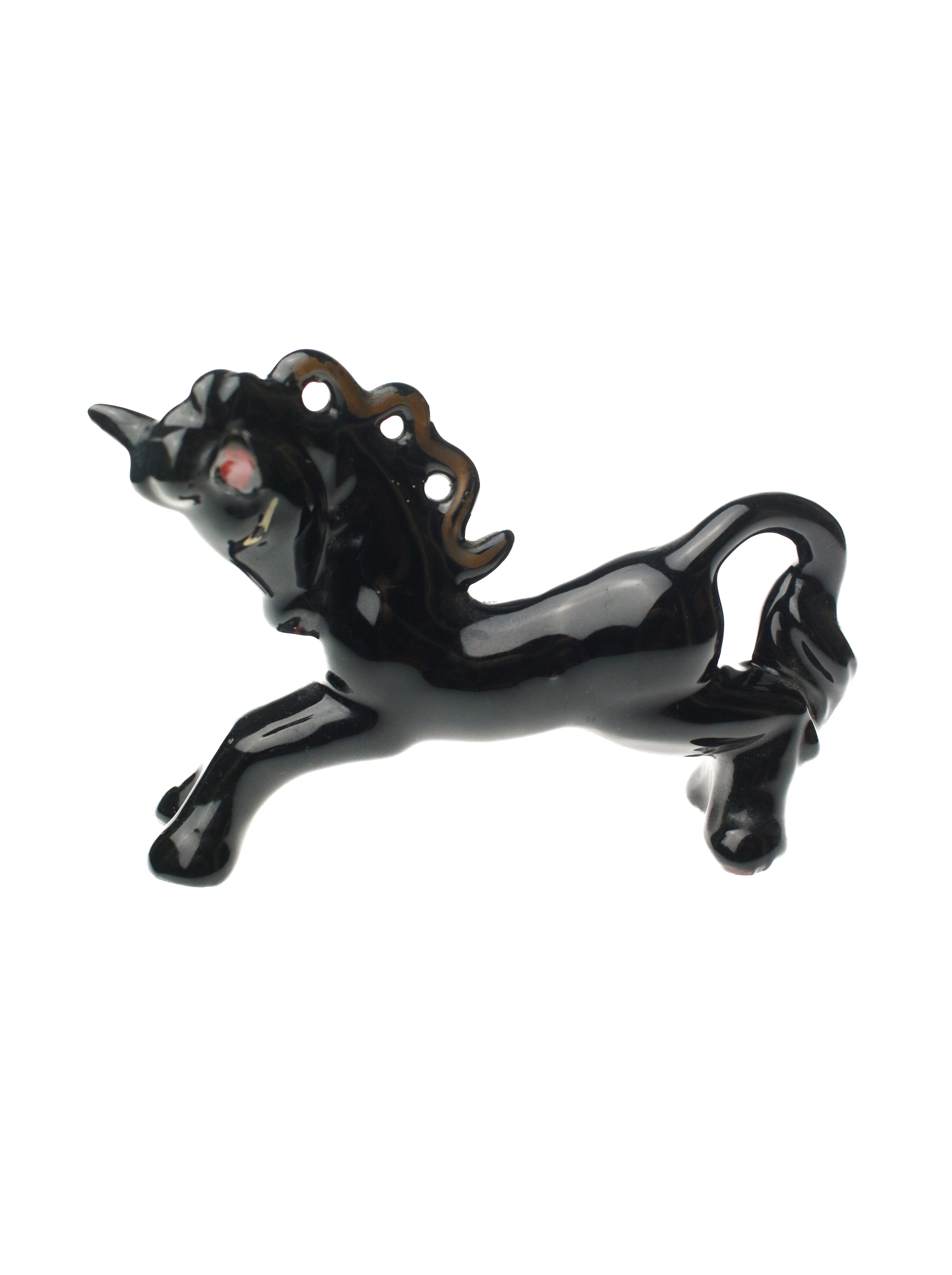Black Ceramic Horse Figurine