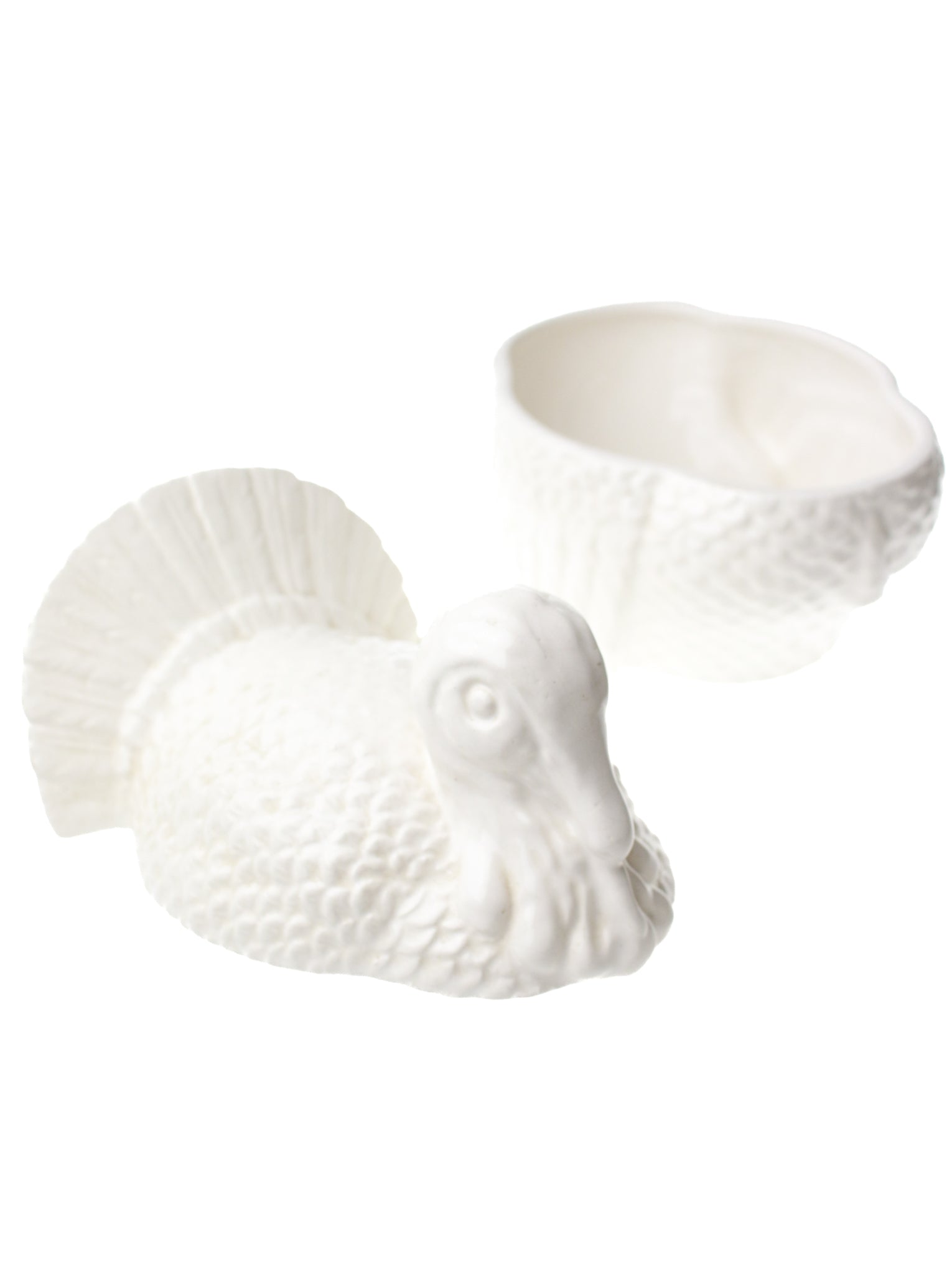 White Ceramic Turkey Covered Serveware