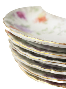 Gilded Autumn Floral Crescent Dishes (set of 6)