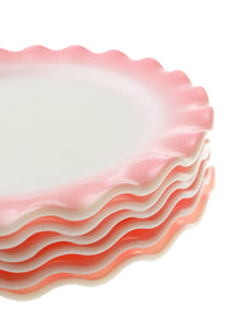 Milk Glass Pink Ribbon Plates (set of 6)