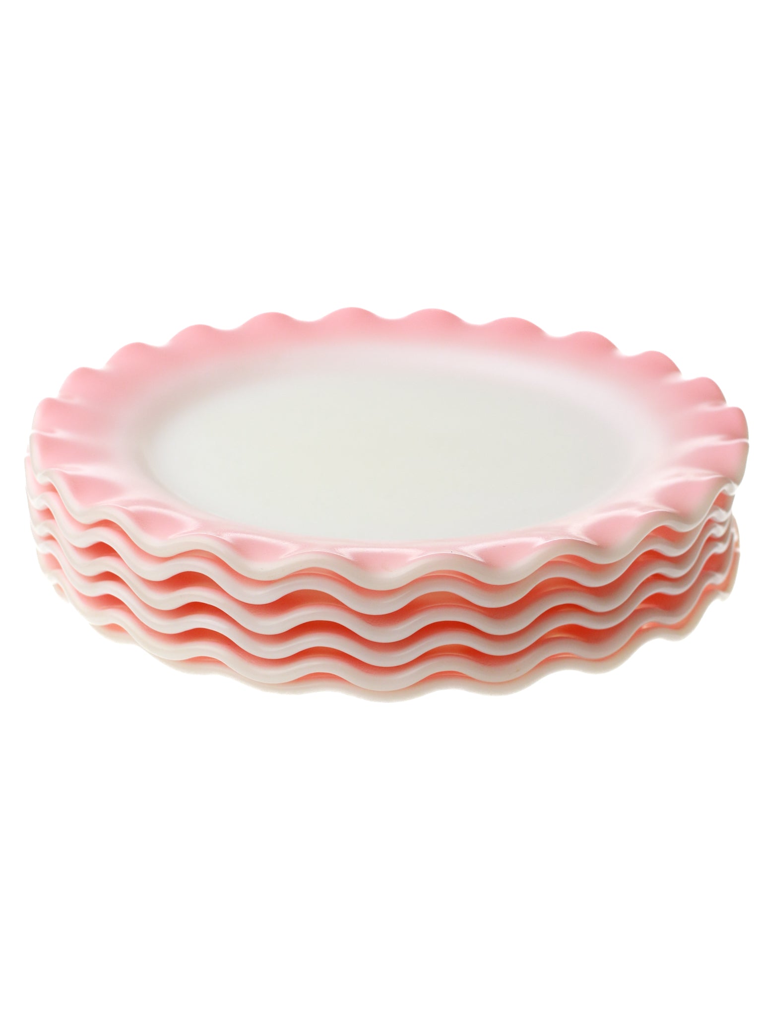 Milk Glass Pink Ribbon Plates (set of 6)