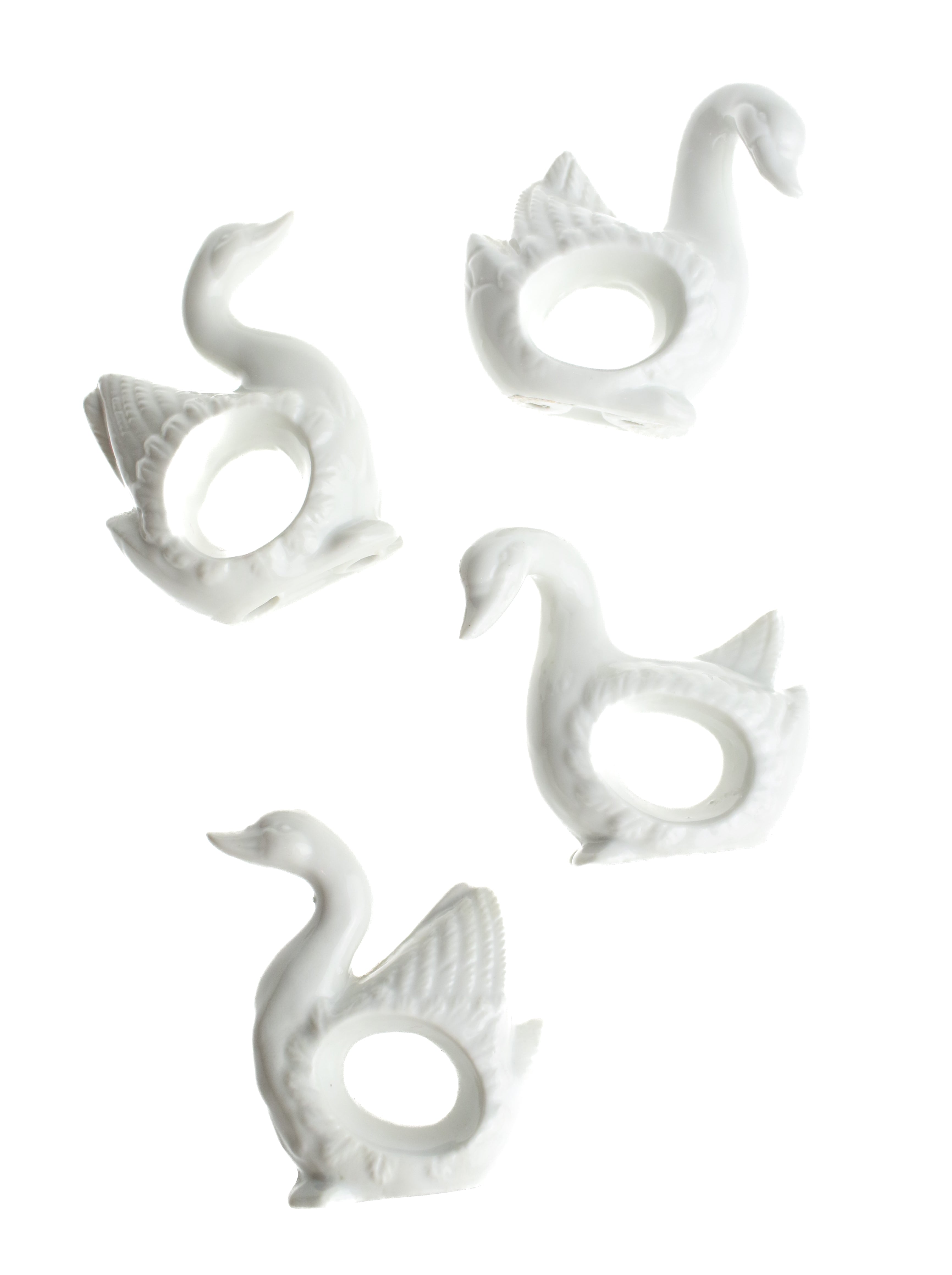 Ceramic Swan Napkin Rings - Set of 4