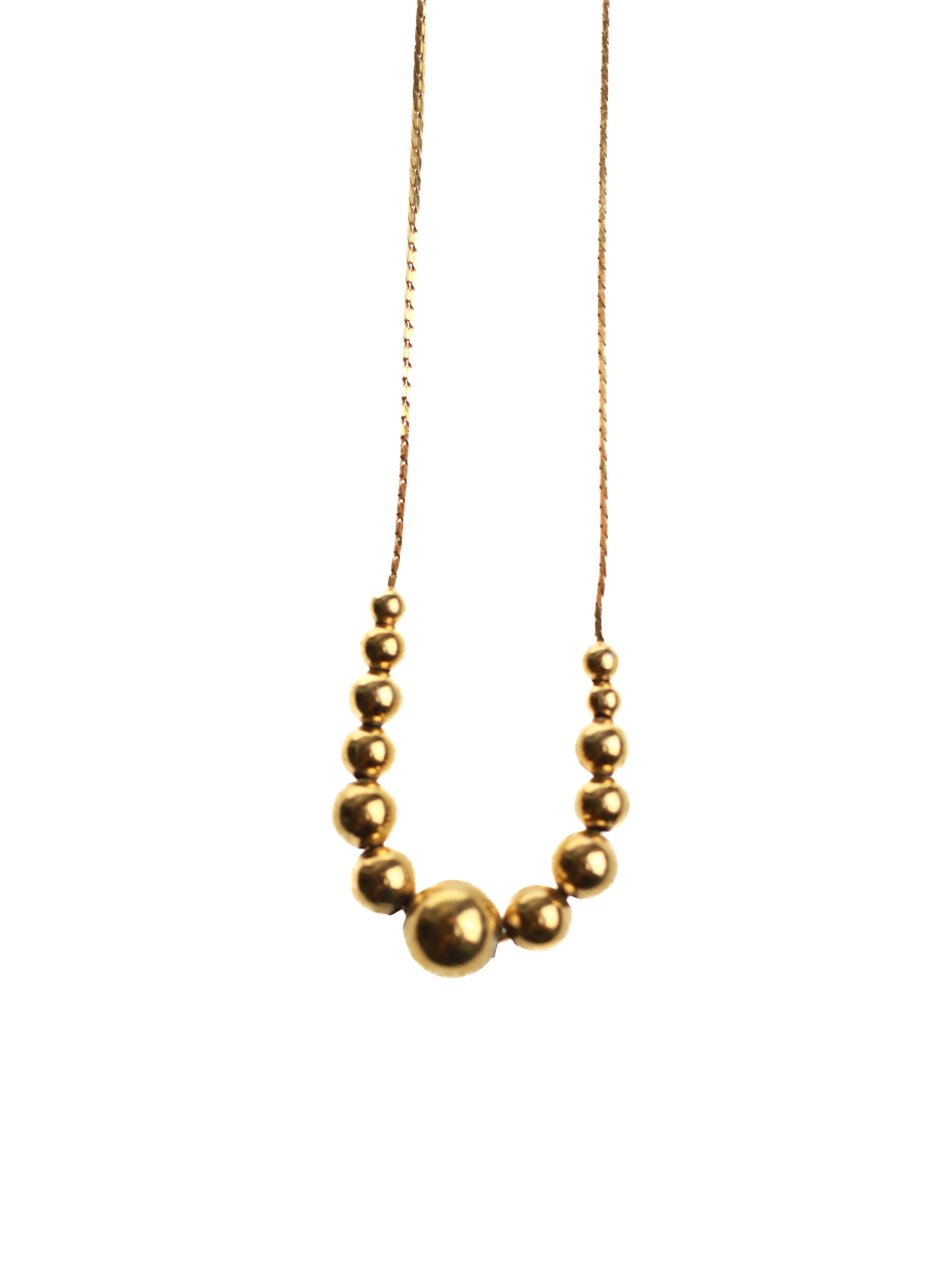 Ascending Brass Bead Necklace