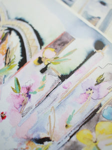 watercolor cards with memphis scenery