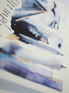 blue water color memphis skyline