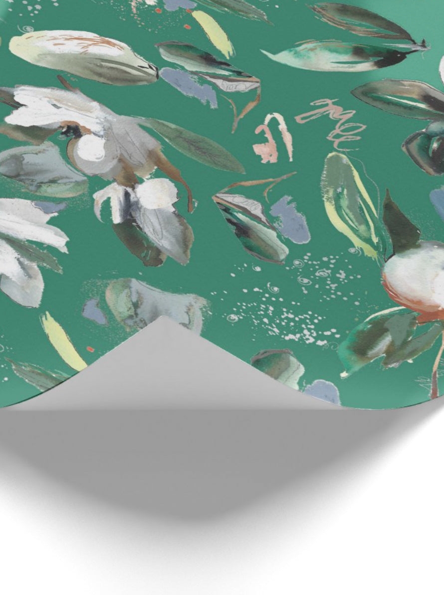 Magnolia Wrapping Paper | Emerald