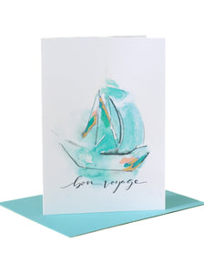 5x7 "Bon Voyage" Boat Greeting Card