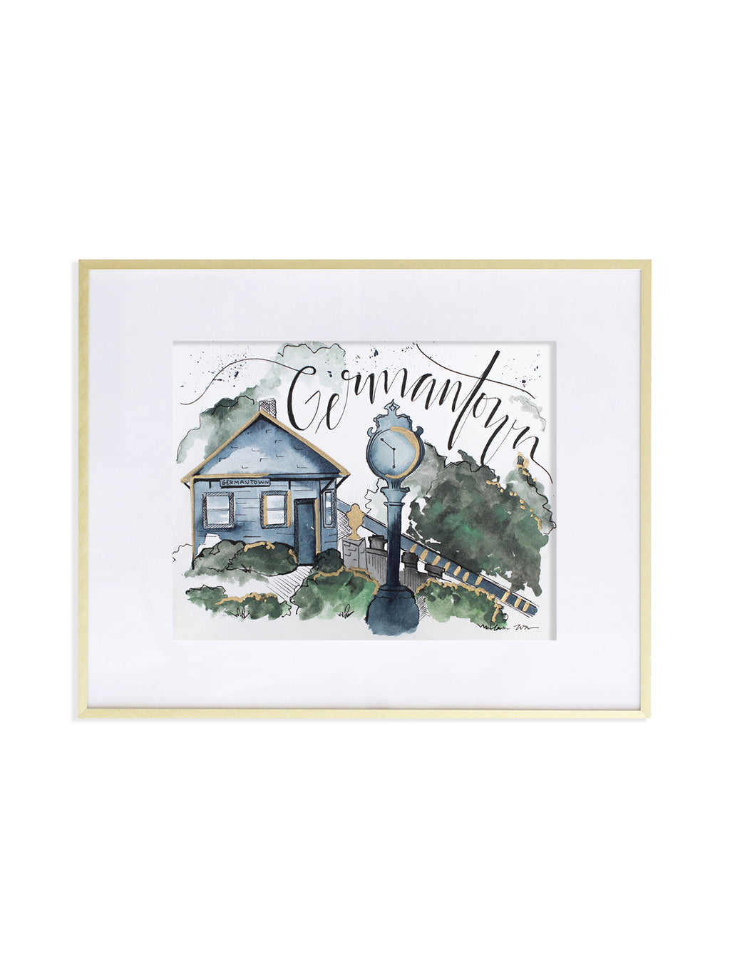 germantown tennessee watercolor and ink art print