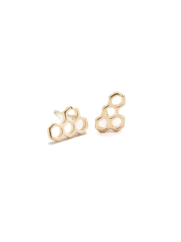 Gold Hobeycomb Stud Earrings | Admiral Row