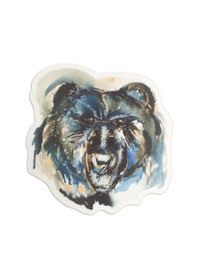 a die-cut sticker featuring a bear, on a white background.