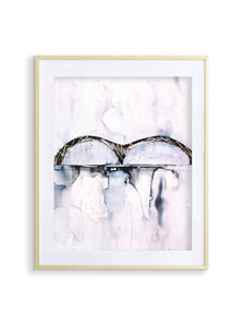 memphis new bridge watercolor print with gold accents
