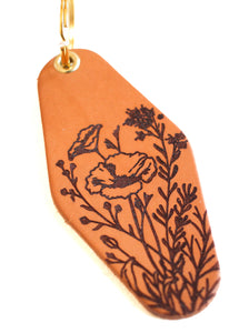 Wildflower Leather Keychain